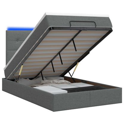 Ottoman Bed met Matrassen en LED Donkergrijs 120 x 200 cm Stof