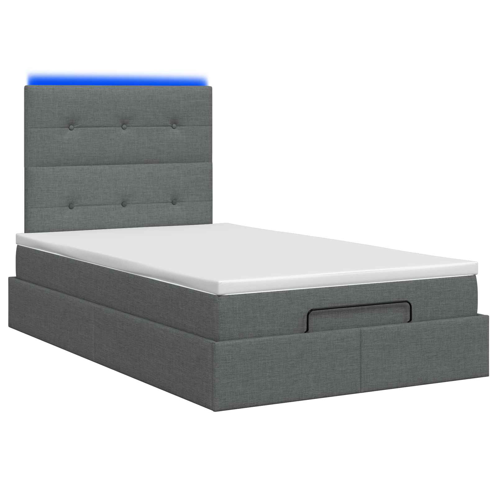 Ottoman Bed met Matrassen en LED Donkergrijs 120 x 200 cm Stof