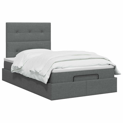 Ottoman Bed met Matrassen en LED Donkergrijs 120 x 200 cm Stof