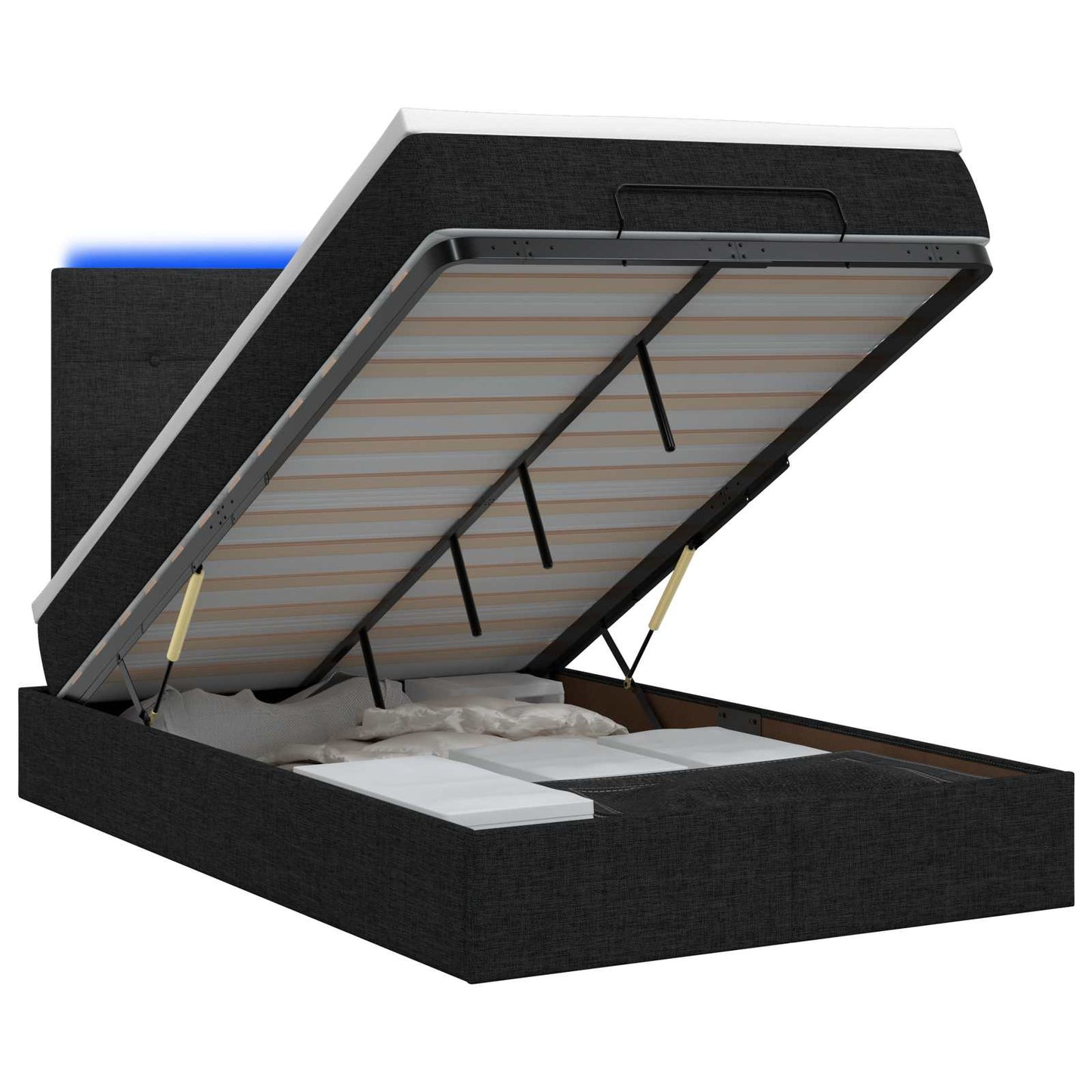 Ottoman Bed met Matrassen en LED Zwart 120 x 200 cm Stof