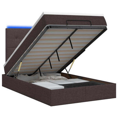 Ottoman Bed met Matrassen en LED Donkerbruin 120 x 200 cm Stof