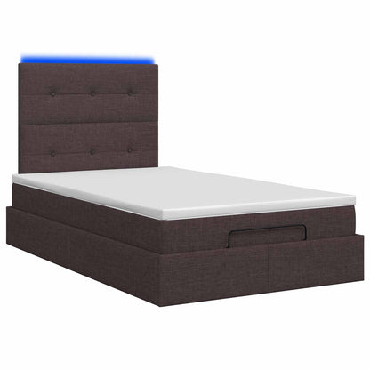 Ottoman Bed met Matrassen en LED Donkerbruin 120 x 200 cm Stof