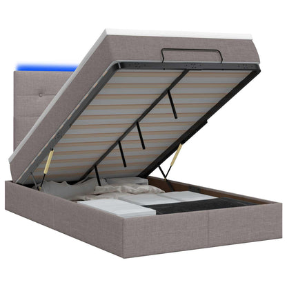 Ottoman Bed met Matrassen en LED Taupe 120 x 200 cm Stof