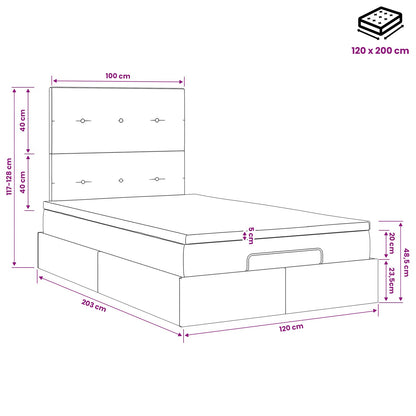 Ottoman Bed met Matrassen en LED Taupe 120 x 200 cm Stof