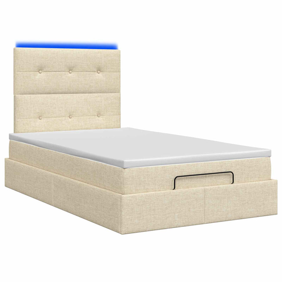 Ottoman Bed met Matrassen en LED Crèmekleurig 120 x 200 cm Stof