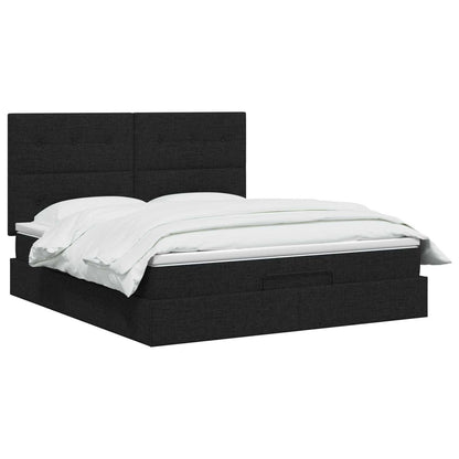 Ottoman Bed met Matrassen en LED Zwart 140 x 190 cm Stof