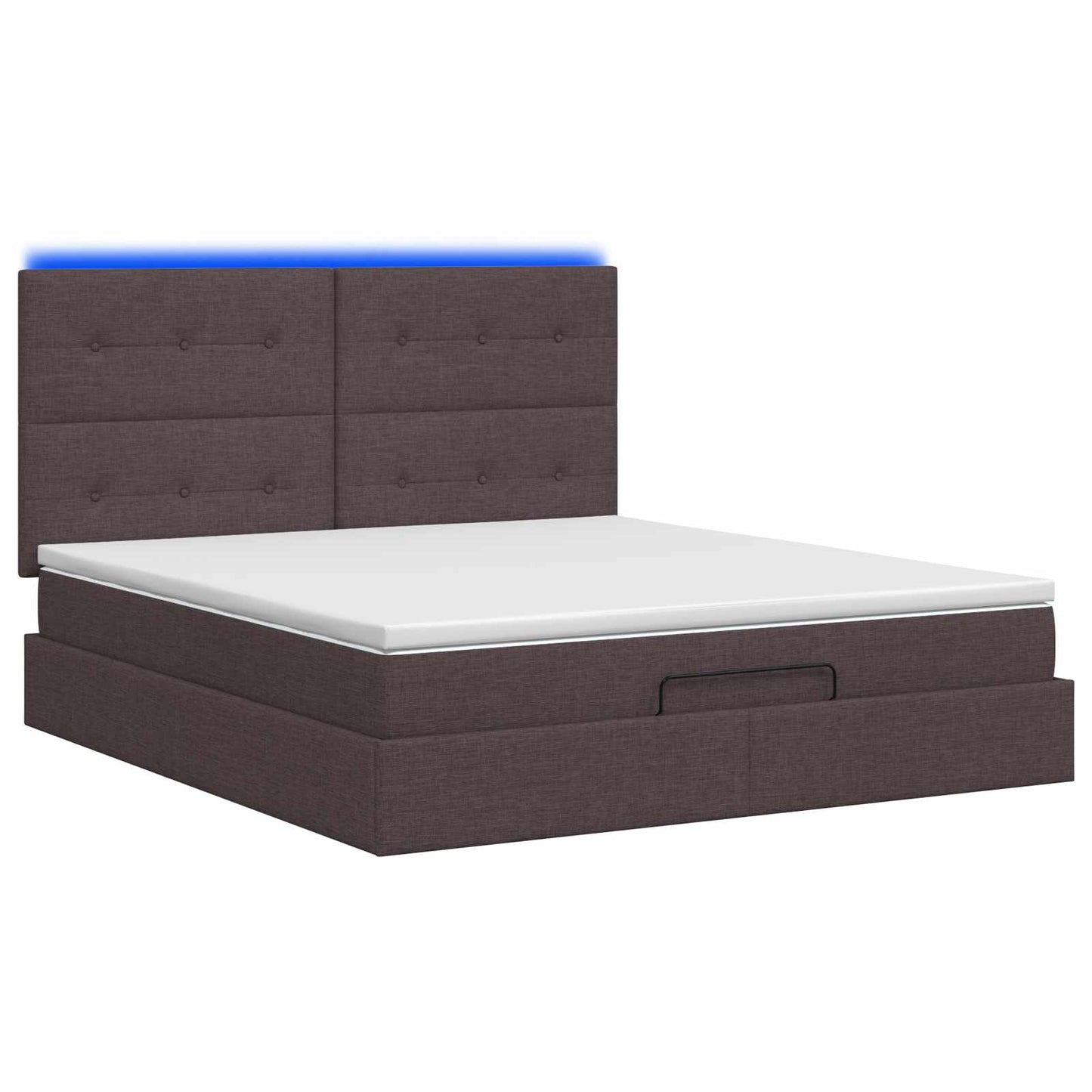 Ottoman Bed met Matrassen en LED Donkerbruin 140 x 190 cm Stof
