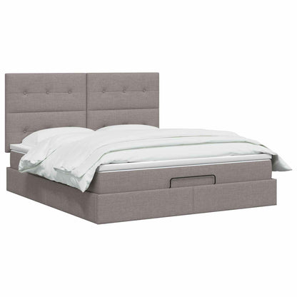 Ottoman Bed met Matrassen en LED Taupe 140 x 190 cm Stof
