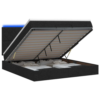 Ottoman Bed met Matrassen en LED Zwart 140 x 200 cm Stof