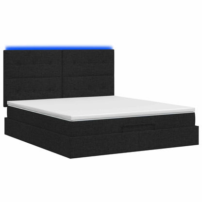 Ottoman Bed met Matrassen en LED Zwart 140 x 200 cm Stof