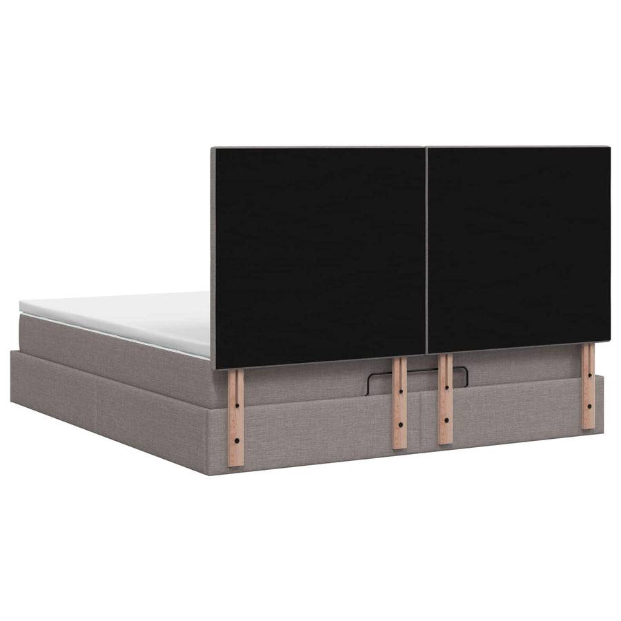 Ottoman Bed met Matrassen en LED Taupe 140 x 200 cm Stof