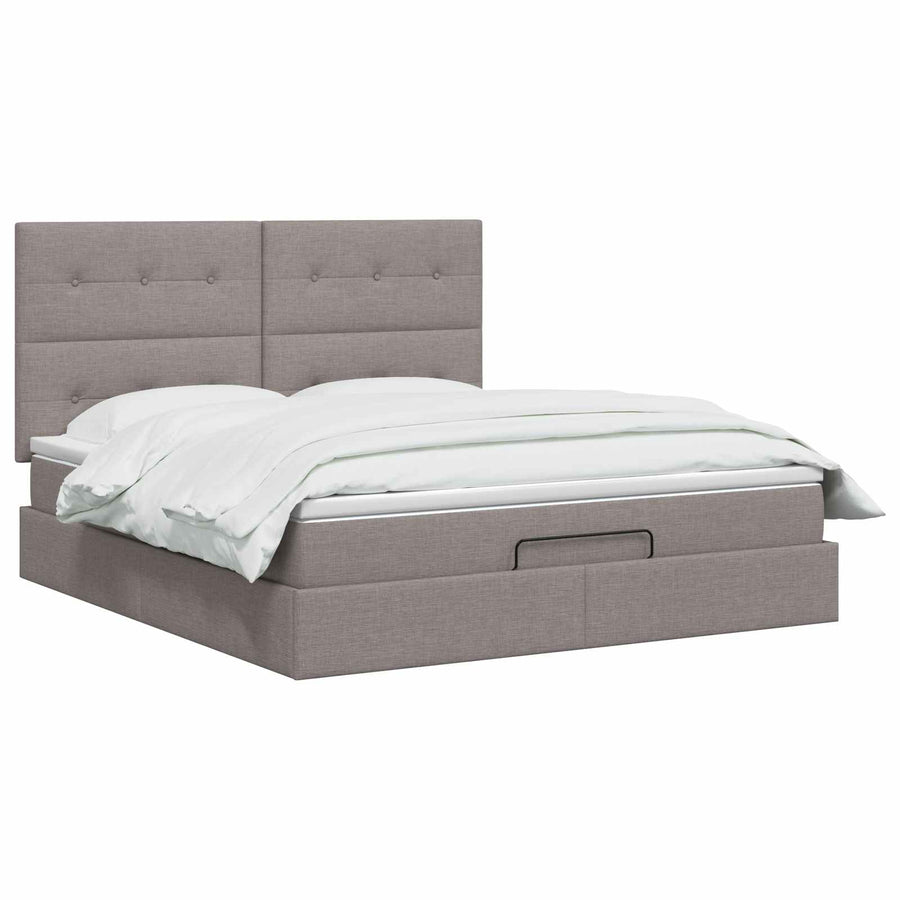 Ottoman Bed met Matrassen en LED Taupe 140 x 200 cm Stof
