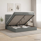 Ottoman bed 180x200 cm donkergrijs met opbergruimte en LED