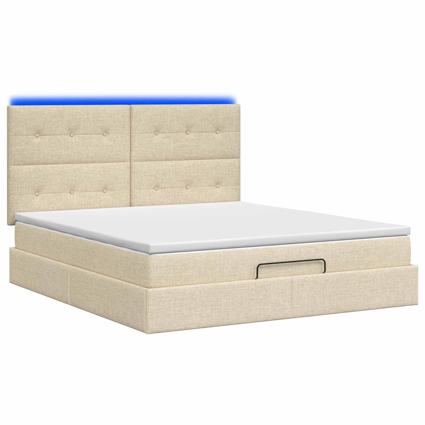 Ottoman Bed met Matrassen en LED Crèmekleurig 180 x 200 cm Stof