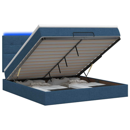 Ottoman Bed met Matrassen en LED Blauw 180 x 200 cm Stof