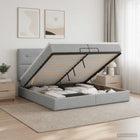 Ottoman bed 200x200 cm stof lichtgrijs