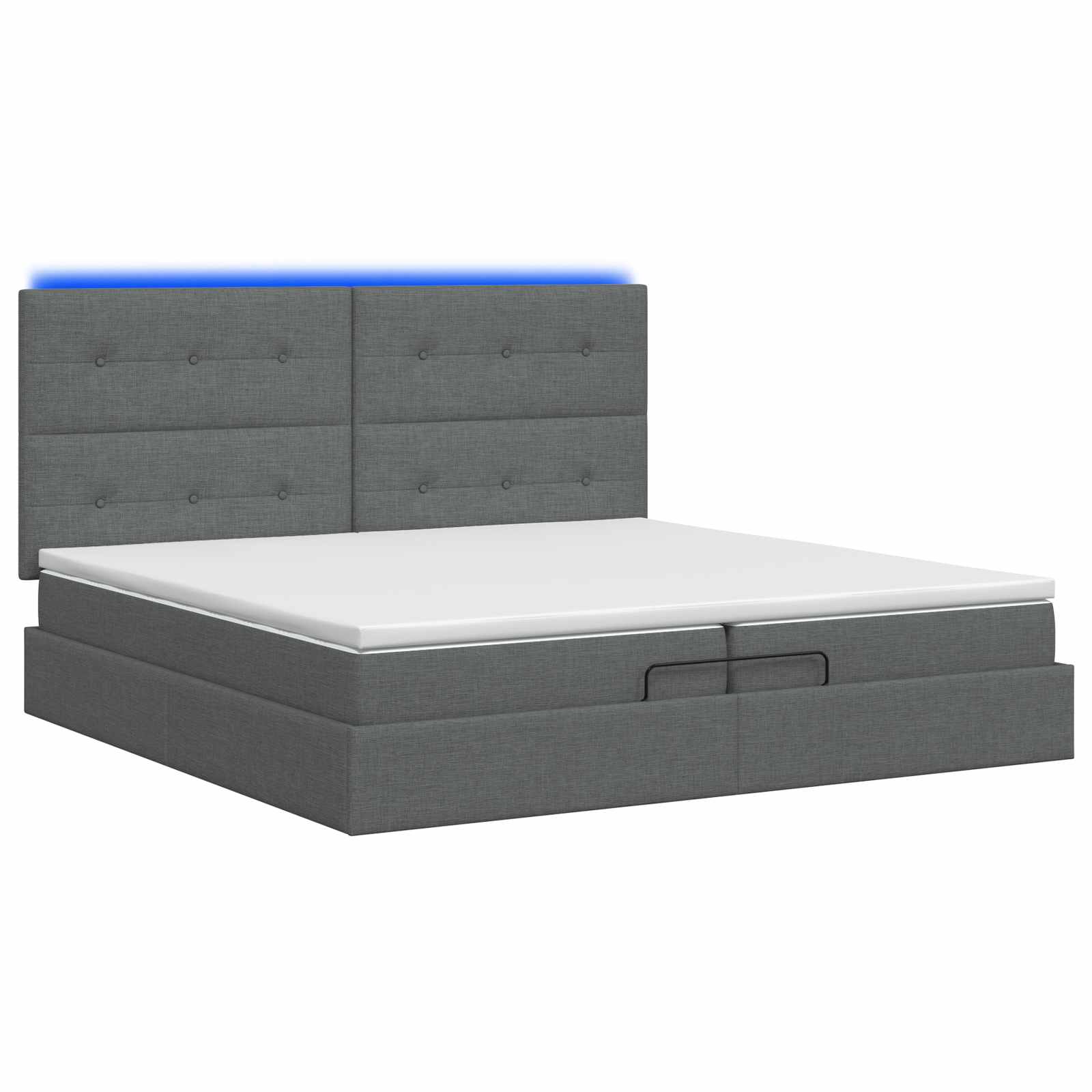 Ottoman Bed met Matrassen en LED Donkergrijs 200 x 200 cm Stof