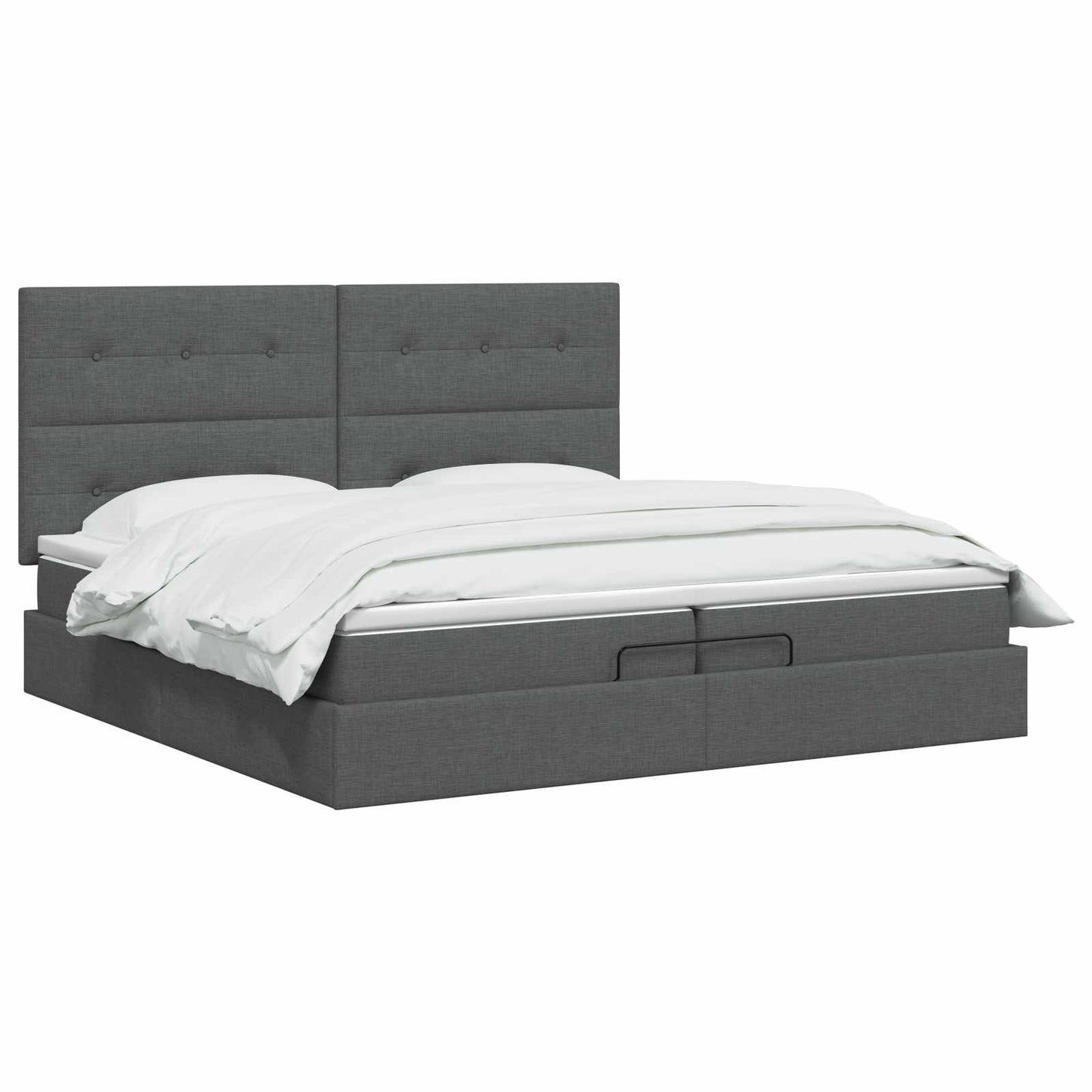 Ottoman Bed met Matrassen en LED Donkergrijs 200 x 200 cm Stof