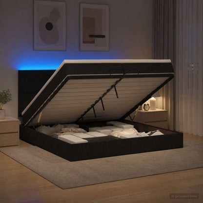 Ottoman Bed met Matrassen en LED Zwart 200 x 200 cm Stof