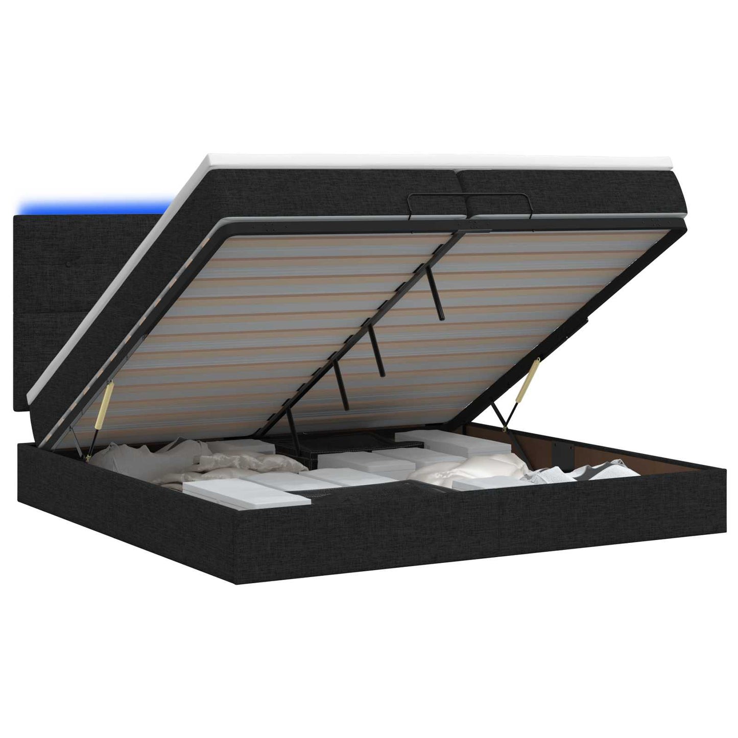Ottoman Bed met Matrassen en LED Zwart 200 x 200 cm Stof