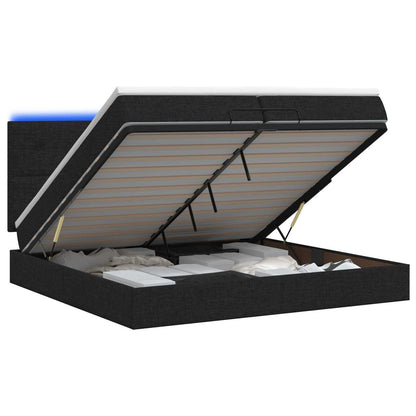 Ottoman Bed met Matrassen en LED Zwart 200 x 200 cm Stof