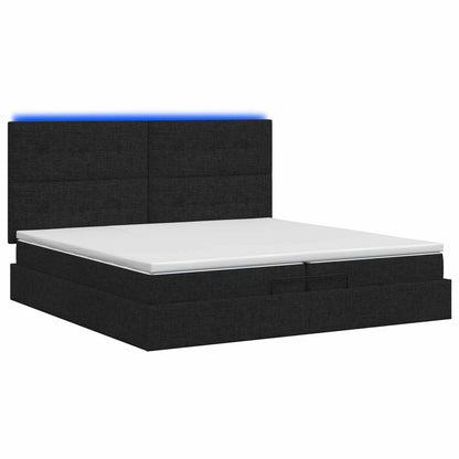 Ottoman Bed met Matrassen en LED Zwart 200 x 200 cm Stof