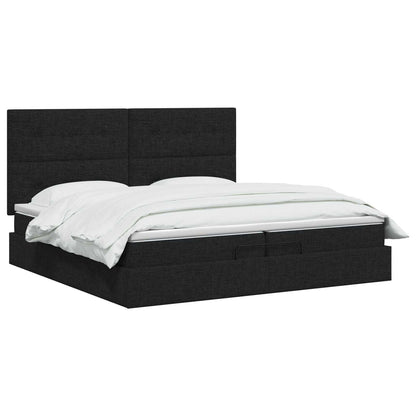 Ottoman Bed met Matrassen en LED Zwart 200 x 200 cm Stof