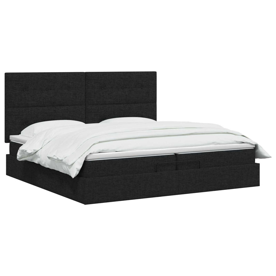 Ottoman Bed met Matrassen en LED Zwart 200 x 200 cm Stof