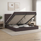 Ottoman bed met matras 200x200 cm donkerbruin stof