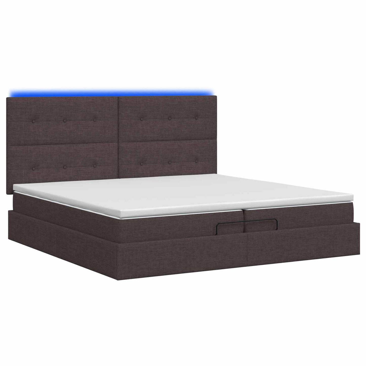 Ottoman Bed met Matrassen en LED Donkerbruin 200 x 200 cm Stof