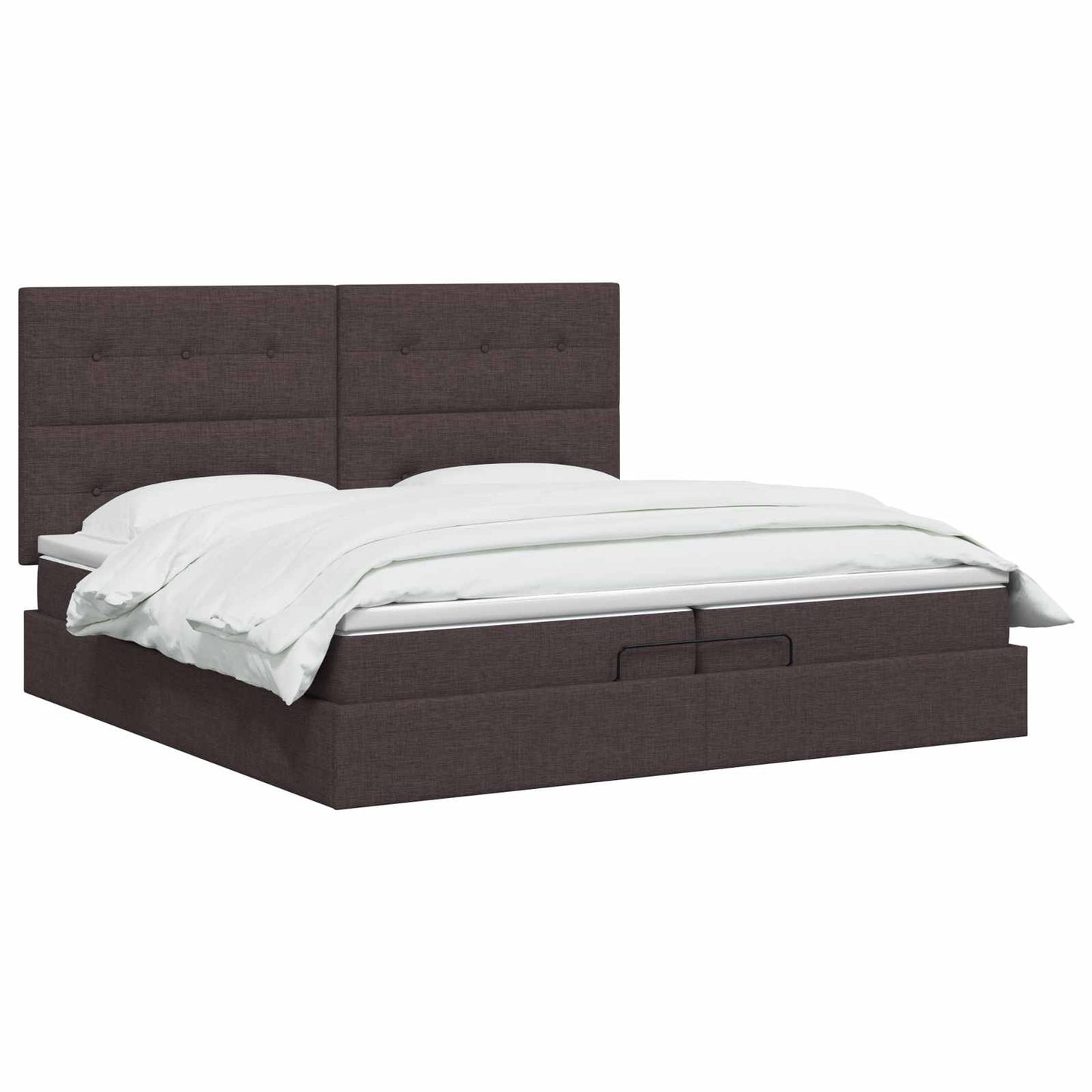 Ottoman Bed met Matrassen en LED Donkerbruin 200 x 200 cm Stof