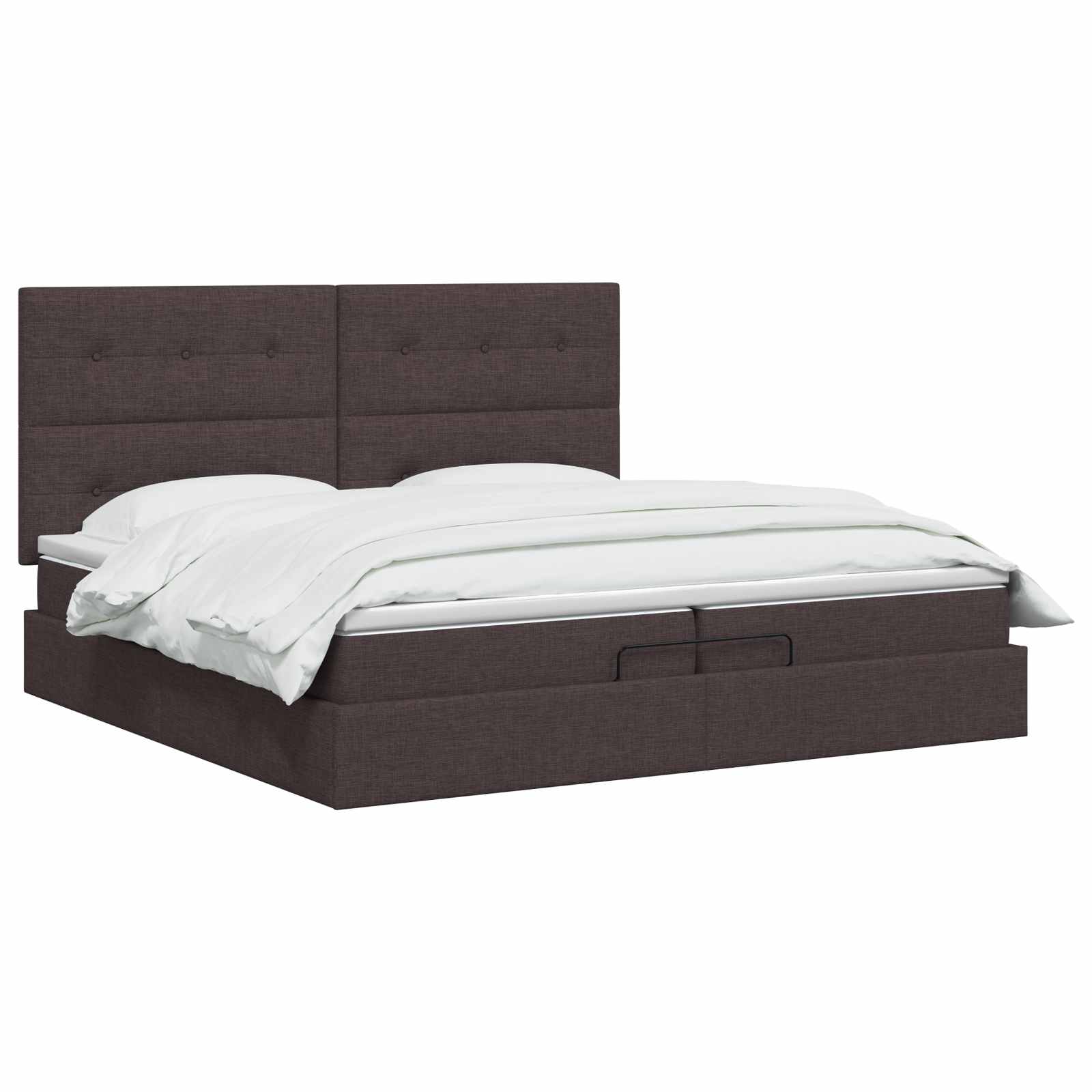 Ottoman Bed met Matrassen en LED Donkerbruin 200 x 200 cm Stof