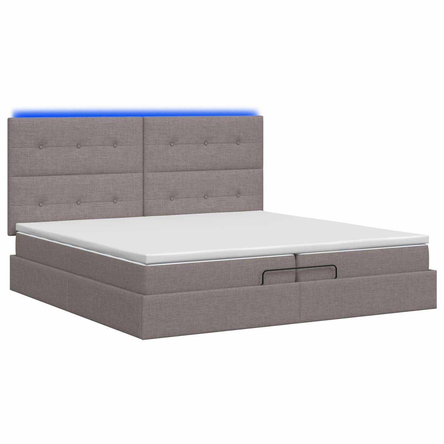 Ottoman Bed met Matrassen en LED Taupe 200 x 200 cm Stof