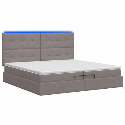 Ottoman Bed met Matrassen en LED Taupe 200 x 200 cm Stof