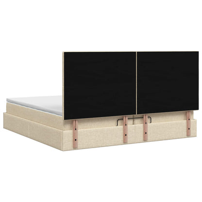 Ottoman Bed met Matrassen en LED Crèmekleurig 200 x 200 cm Stof