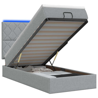 Ottoman Bed met Matrassen en LED Lichtgrijs 80 x 200 cm Stof