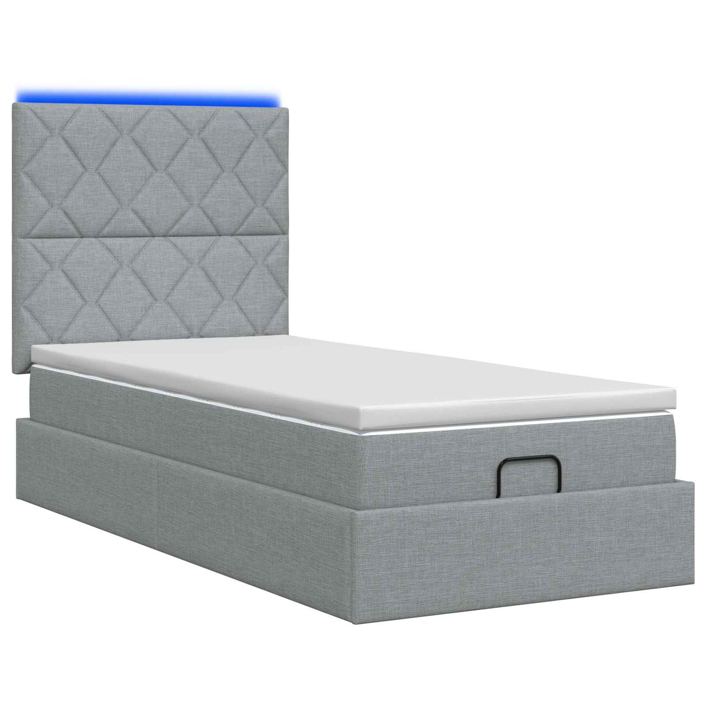 Ottoman Bed met Matrassen en LED Lichtgrijs 80 x 200 cm Stof