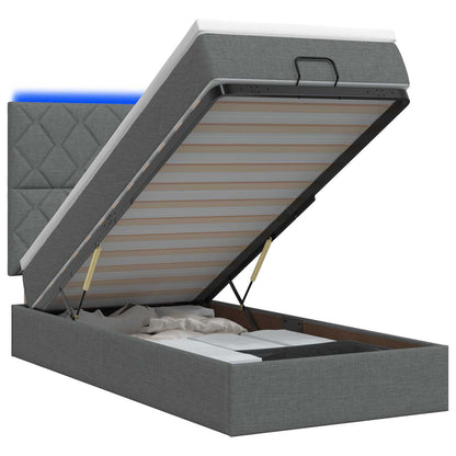 Ottoman Bed met Matrassen en LED Donkergrijs 80 x 200 cm Stof