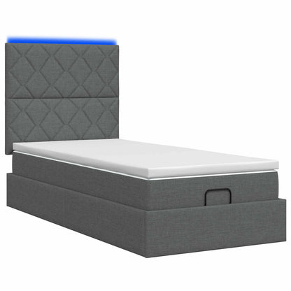 Ottoman Bed met Matrassen en LED Donkergrijs 80 x 200 cm Stof