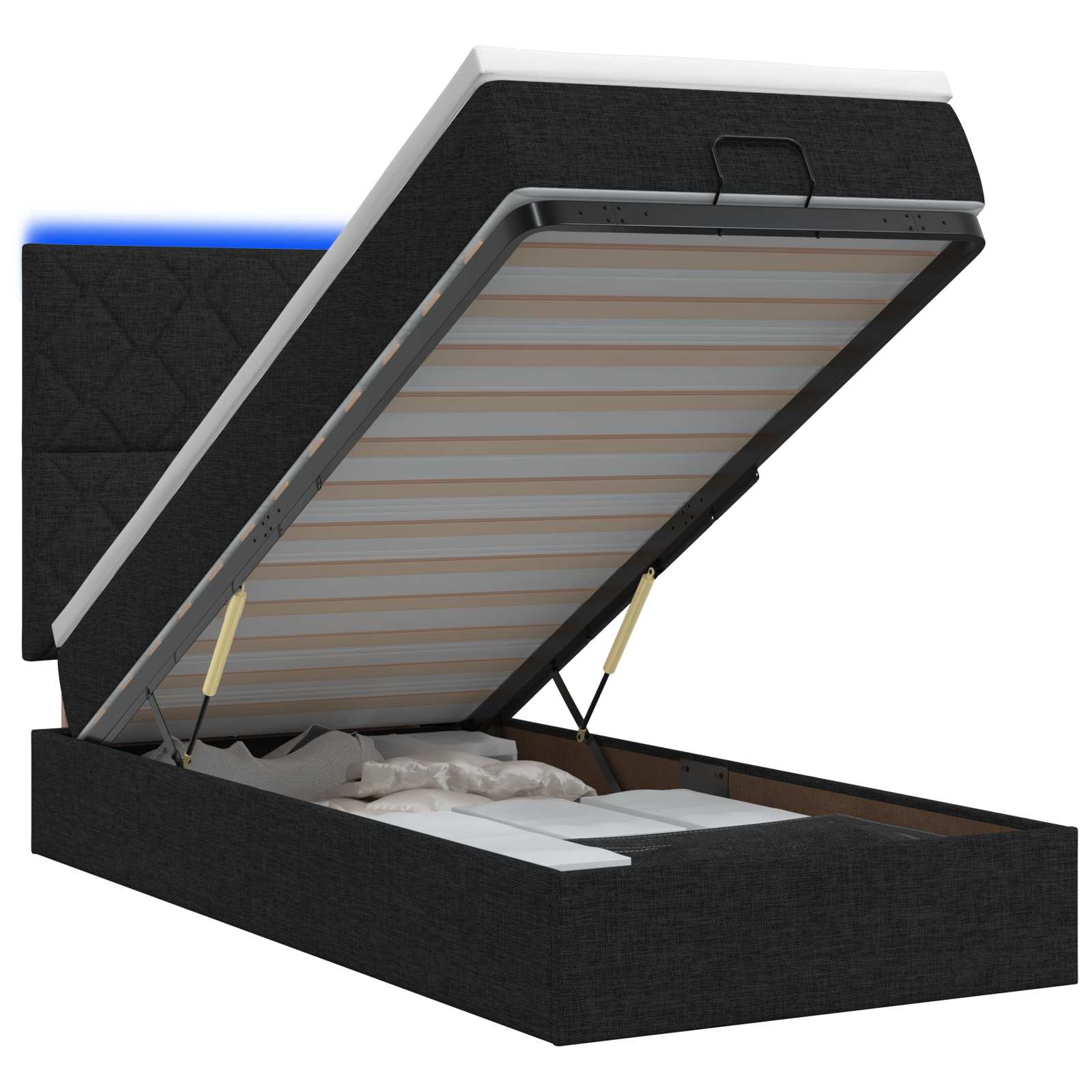 Ottoman Bed met Matrassen en LED Zwart 80 x 200 cm Stof