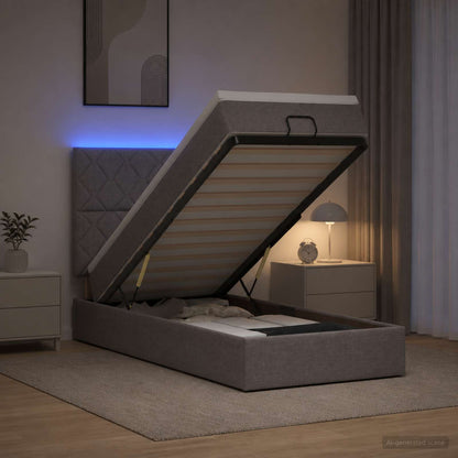 Ottoman Bed met Matrassen en LED Taupe 80 x 200 cm Stof