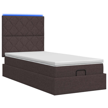 Ottoman Bed met Matrassen en LED Donkerbruin 90 x 200 cm Stof