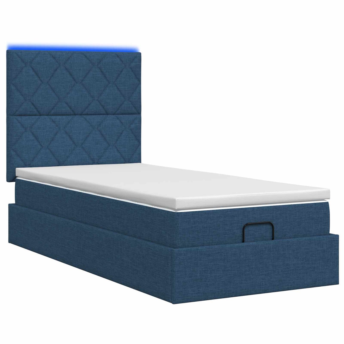 Ottoman Bed met Matrassen en LED Blauw 90 x 200 cm Stof