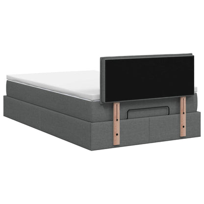 Ottoman Bed met Matrassen en LED Donkergrijs 120 x 190 cm Stof