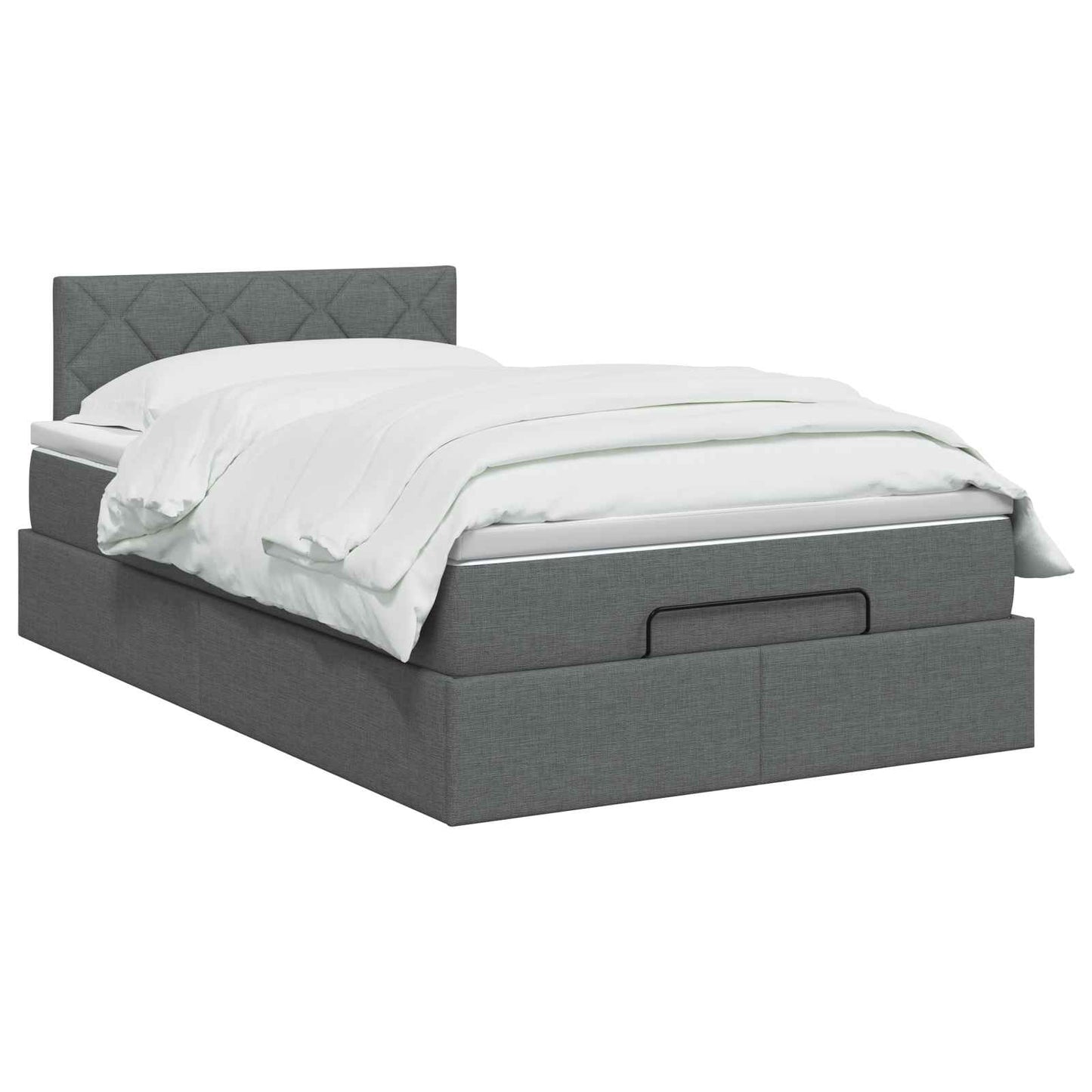 Ottoman Bed met Matrassen en LED Donkergrijs 120 x 190 cm Stof