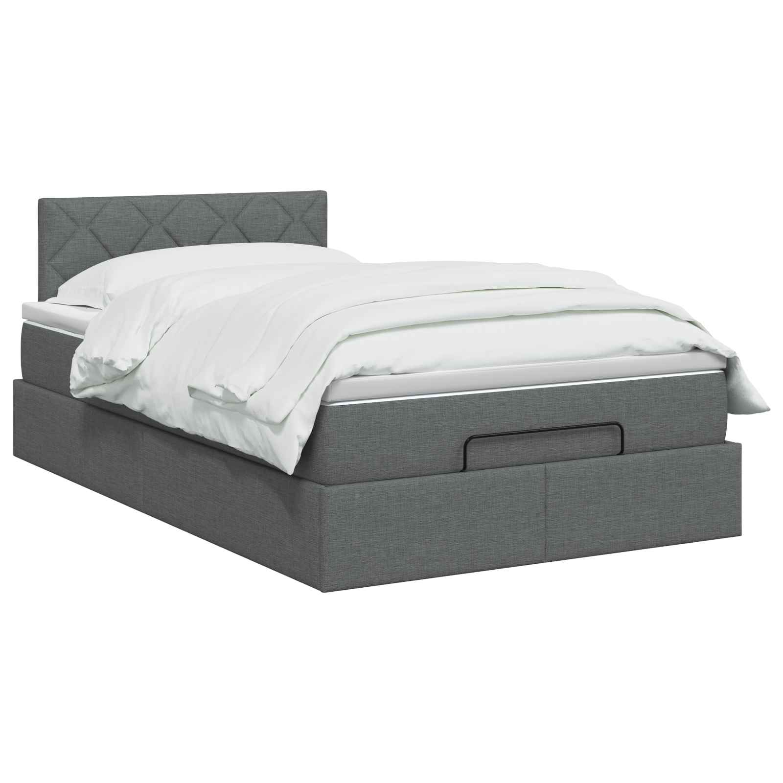 Ottoman Bed met Matrassen en LED Donkergrijs 120 x 190 cm Stof