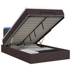 Ottoman Bed met Matrassen en LED Donkerbruin 120 x 190 cm Stof