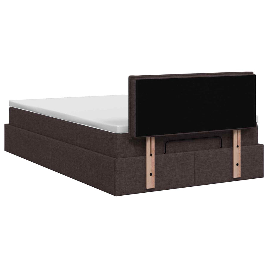 Ottoman Bed met Matrassen en LED Donkerbruin 120 x 190 cm Stof