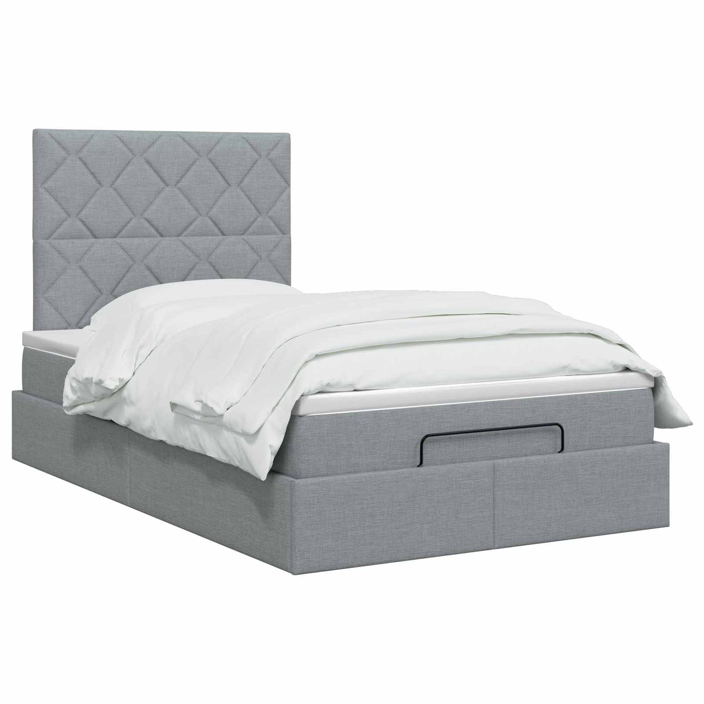 Ottoman Bed met Matrassen en LED Lichtgrijs 120 x 200 cm Stof