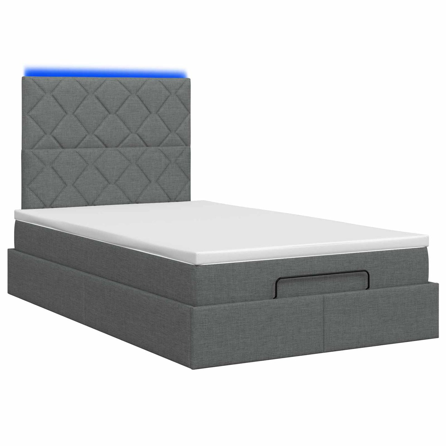 Ottoman Bed met Matrassen en LED Donkergrijs 120 x 200 cm Stof